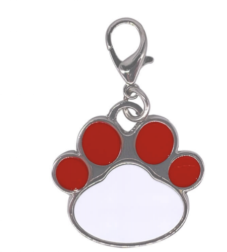 Metal Dog Tag Paw Red